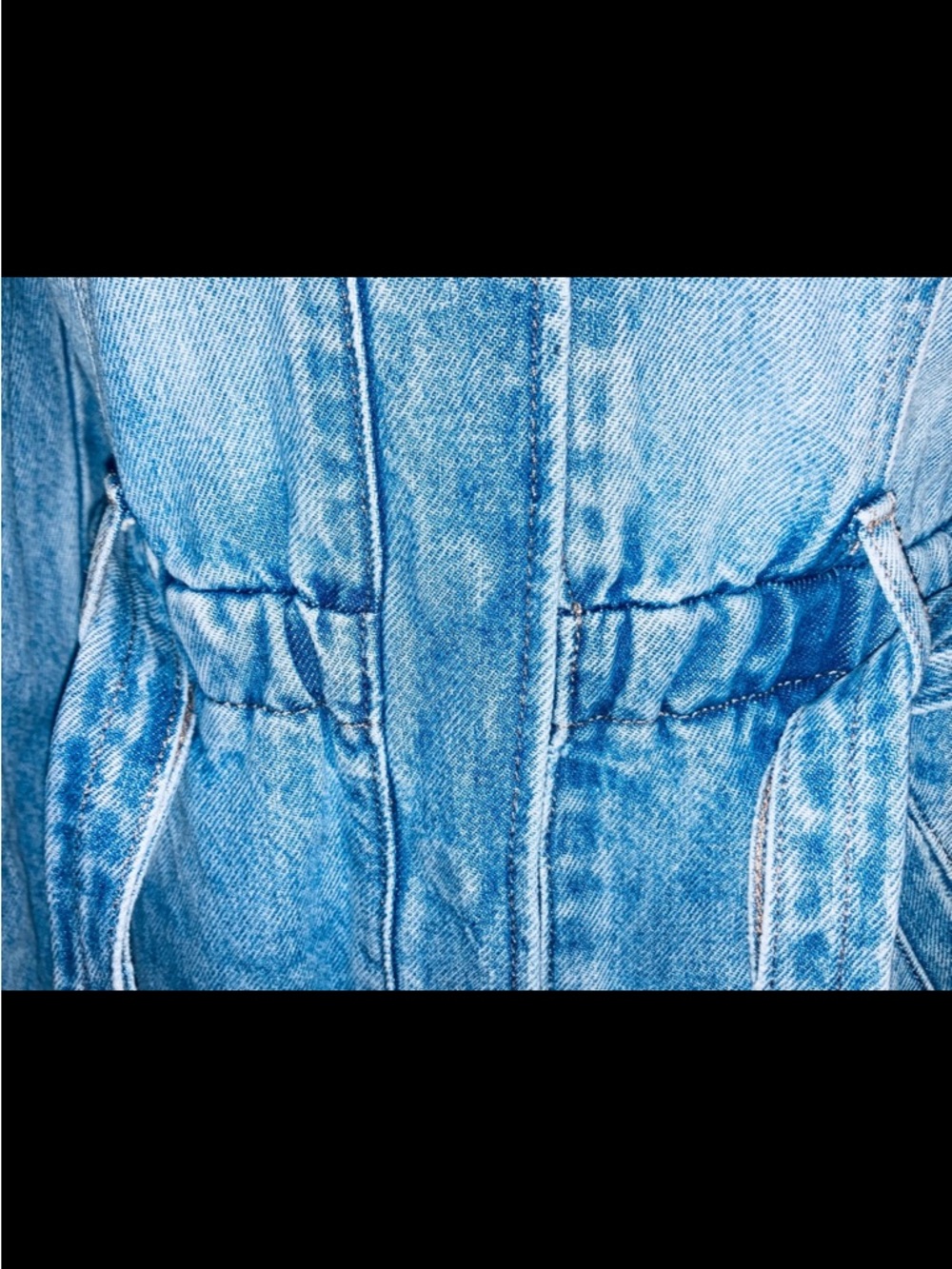 EXPRESS Y2K Retro Medium Wash Denim Jumpsuit with Tie Belt - Picture 9 of 11